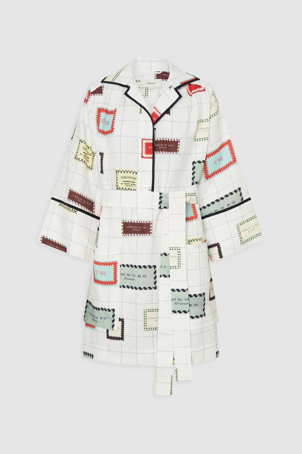 VINTAGE LABEL PRINT TUNIC DRESS | Oroton