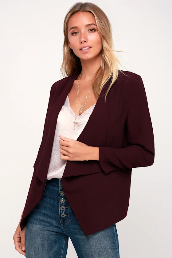 Chancery Burgundy Cropped Blazer | Lulus (US)