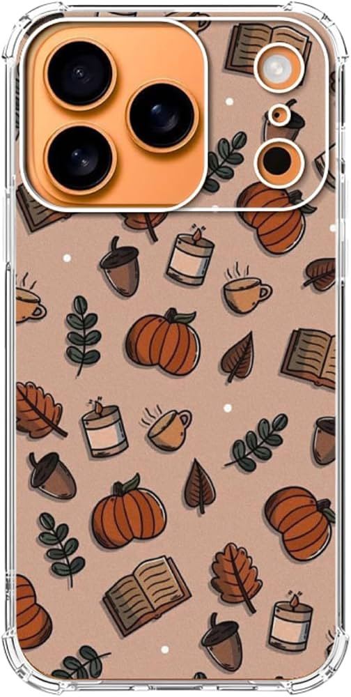 Autumn Fall Leaves Phone Case for iPhone 17 Pro Max, Halloween Pumpkin Books Pattern Phone Cover,... | Amazon (US)