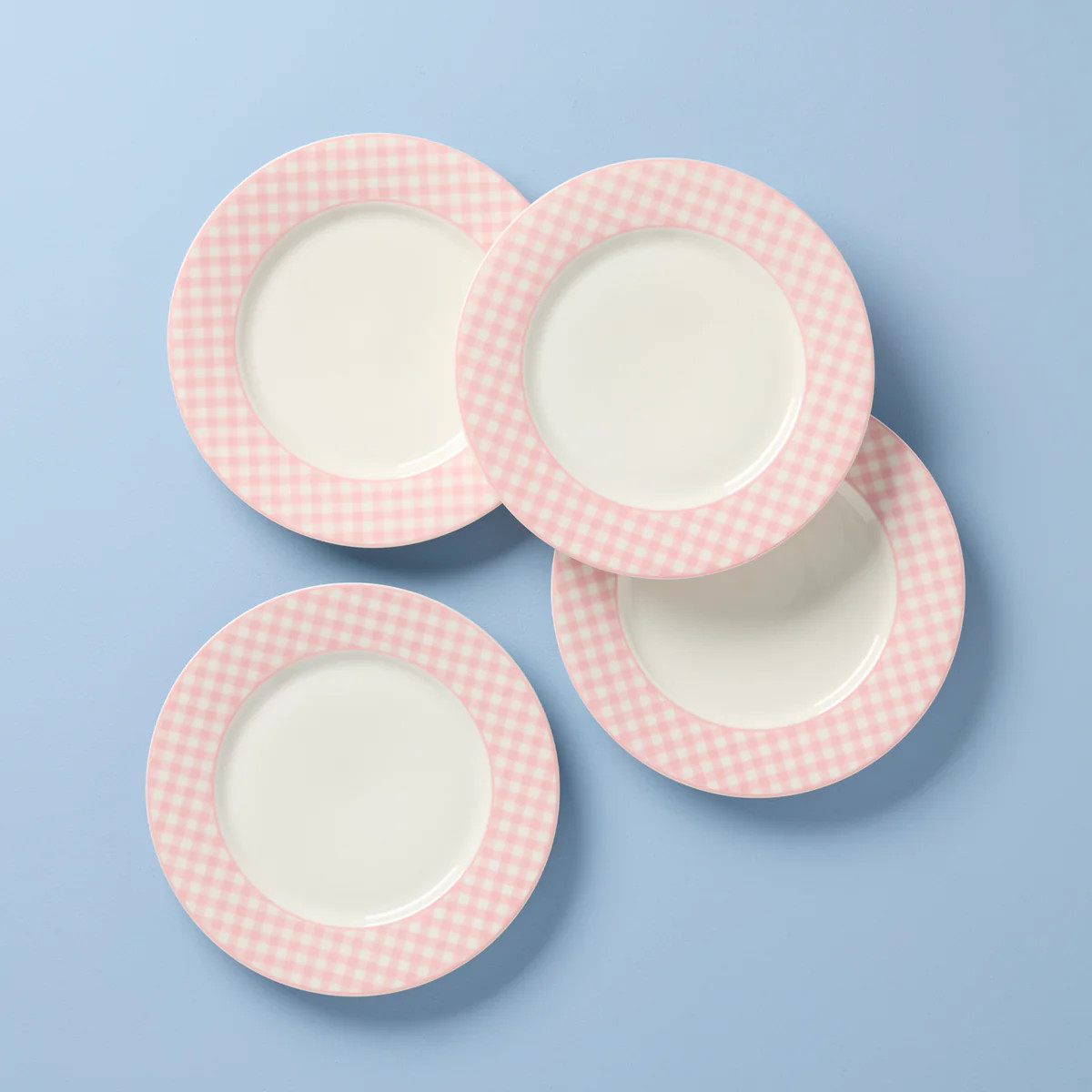Gingham Dinner Plates, Set of 4, Pink | Lenox