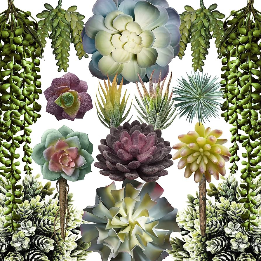 caqpo Artificial Succulents - 15 Pack - Premium Unpotted Succulent Plants Artificial - Realistic ... | Amazon (US)