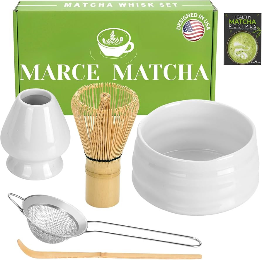 Marce Matcha Whisk Set- Matcha Set includes Matcha Whisk and Bowl (Matcha Bowl), Sifter, Holder a... | Amazon (US)