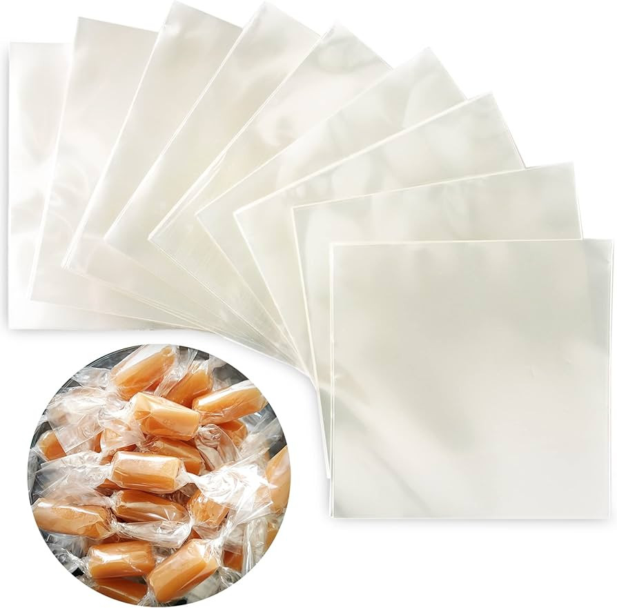 Clear Candy Wrappers for Caramels (300 Pcs 5 x 5 inches) - Natural Clear Cellophane Wrapper - Can... | Amazon (US)