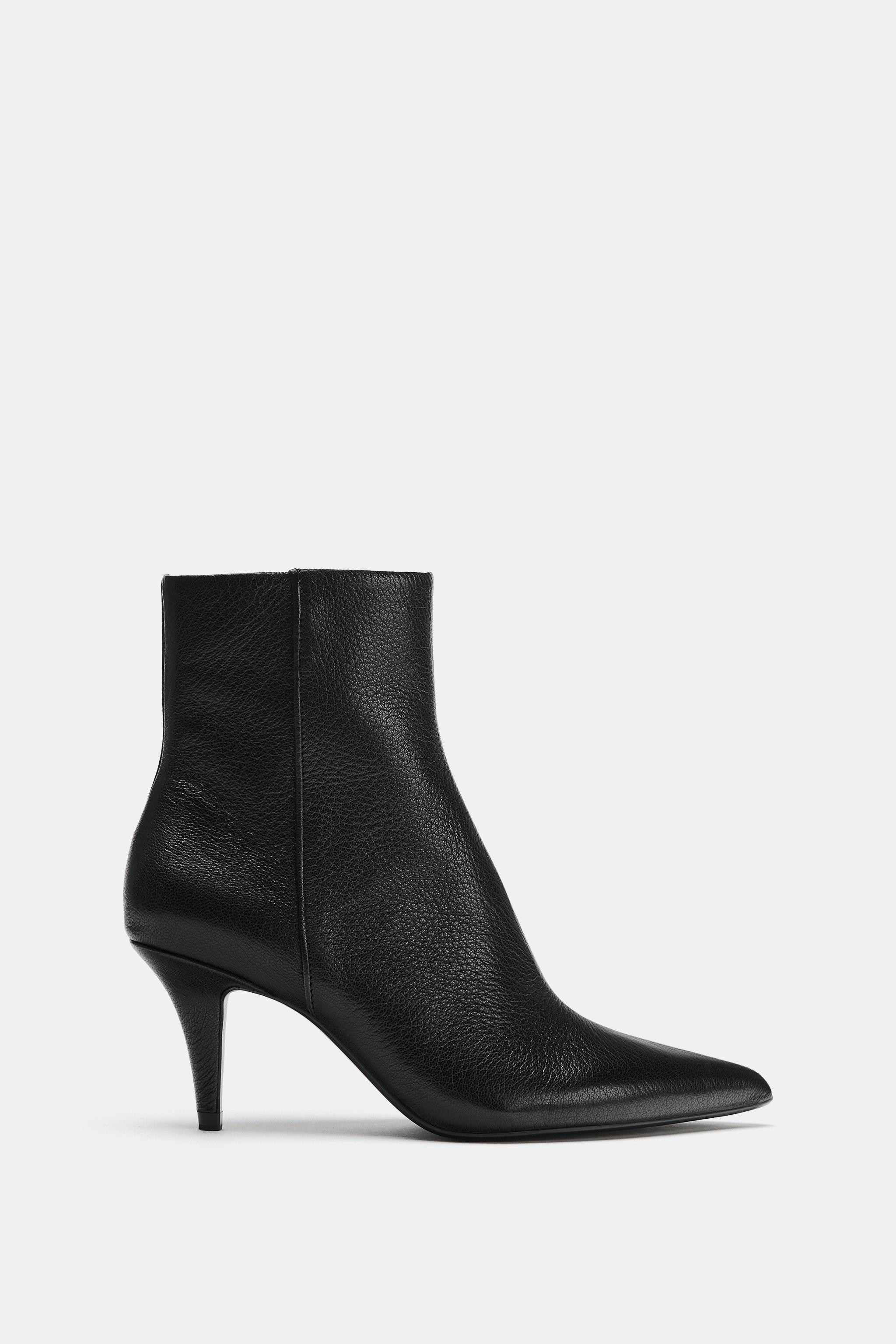 LEATHER HEELED ANKLE BOOTS | Zara US