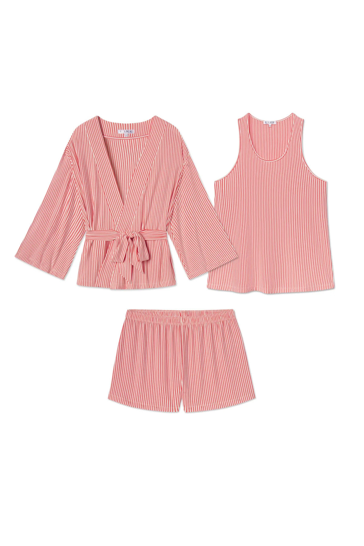 DreamModal® Kimono Shorts Three-Piece Bundle in Terrace Pencil Stripe | Lake Pajamas