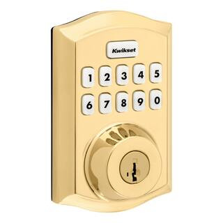 Home Connect 620 Polished Brass Keypad Traditional Smart Lock Deadbolt;  Z-Wave Technology, Compa... | The Home Depot