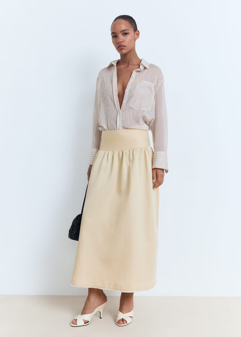 Midi-skirt with frayed ends pastel yellow - Woman - 6 - MANGO | Mango (US/MX/AU)