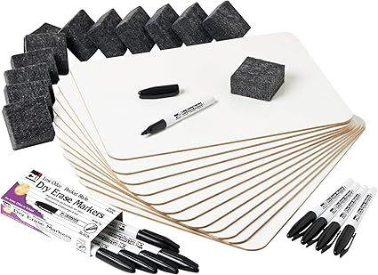 Charles Leonard Dry Erase Lapboard Class Pack, Includes 12 Each of Whiteboards, 2 Inch Felt Erase... | Amazon (US)