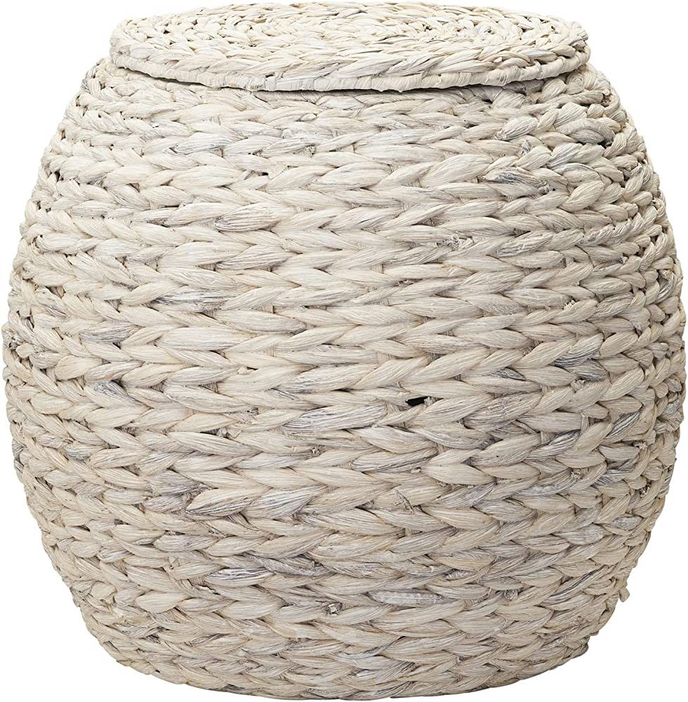 Household Essentials Large Round Woven Wicker Basket Side Table with Removable Lid, 17 Inches Wid... | Amazon (US)