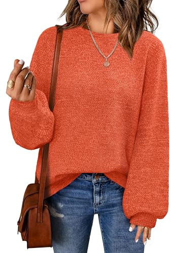 NIeyook Winter Sweaters for Women Casual Long Sleeve Crewneck Loose Cute Oversized Sweaters for Women 2025 Christmas Holiday Orange Santa Sweater S | Amazon (US)