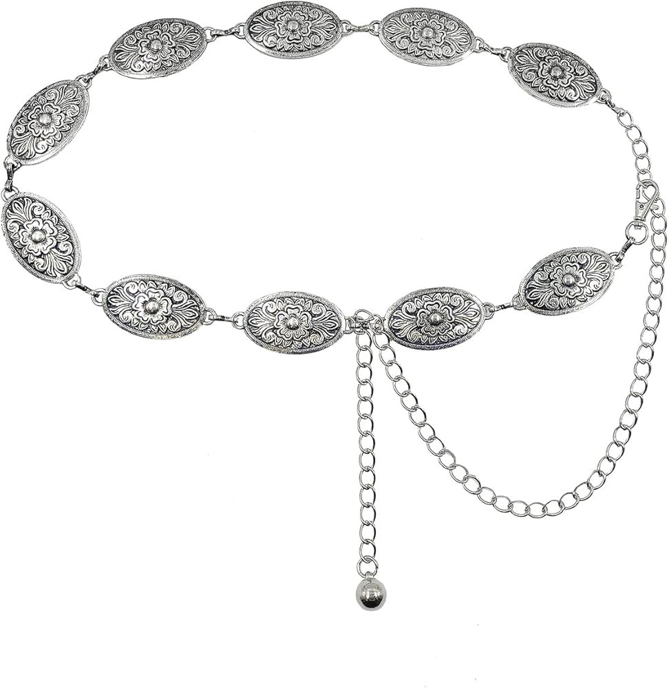 TOPACC Western Metal Concho Belt for Women Cowgirl Chain Belts for Dresses Jeans Country Concert ... | Amazon (US)