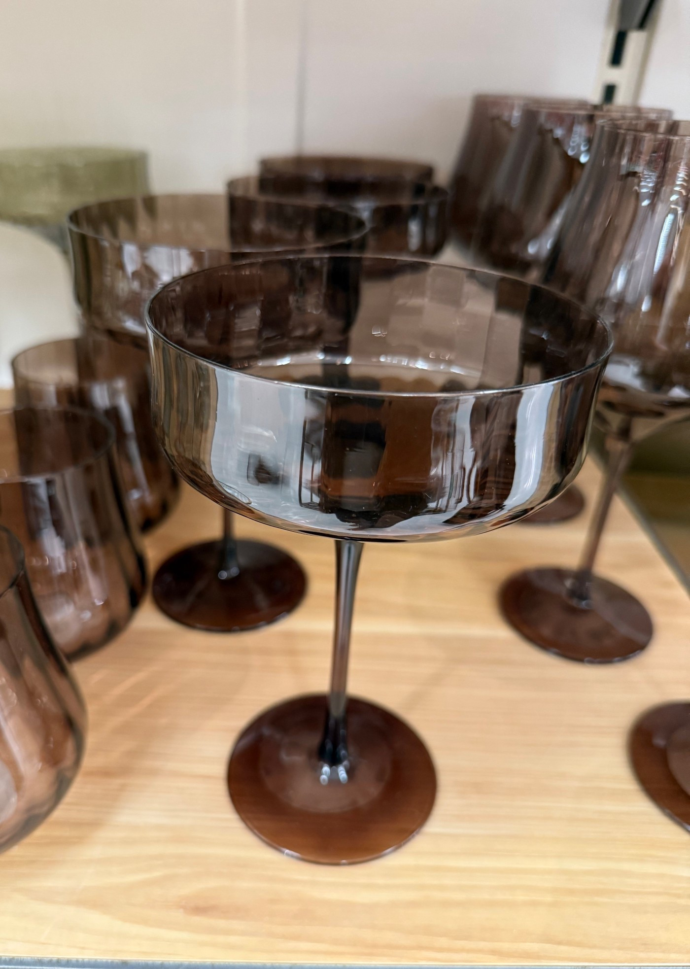 Chocolate brown glassware because who doesn’t love all things chocolate brown right now? If you know me you know this is my absolute favorite color. Would make the CUTEST espresso martini glasses  🤎😍 

#LTKHome #LTKHoliday #LTKGiftGuide