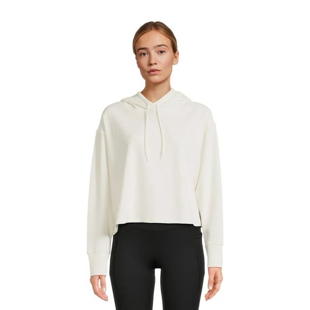 Avia Women's Rib Velour Long Sleeve Cropped Pullover Hoodie, Sizes XS-XXXL - Walmart.com | Walmart (US)
