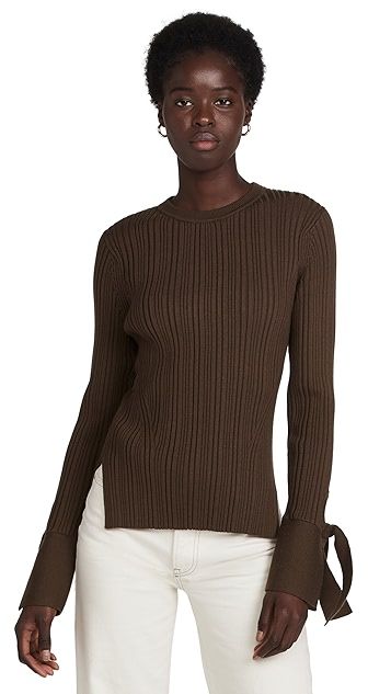 Variegated Rib Cuffed Crew Neck Top | Shopbop