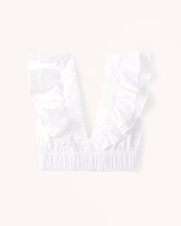 Drama Collar Ruffle Poplin Top | Abercrombie & Fitch (US)