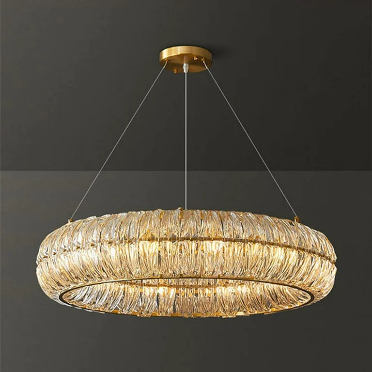 FINE MAKER Round Crystal Finish Chandelier Light Fixture 8 Lights Luxury Crystal Pendant Lights S... | Walmart (US)