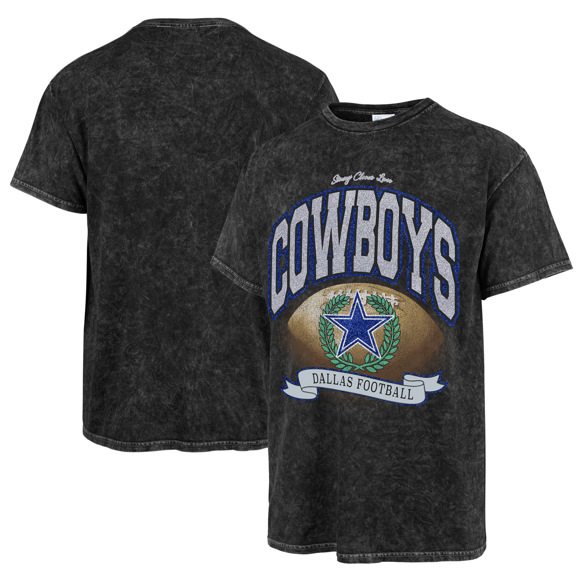 Women's Stoney Clover Lane x '47 Black Dallas Cowboys Glitter Rocker Retro Tubular T-Shirt | Fanatics