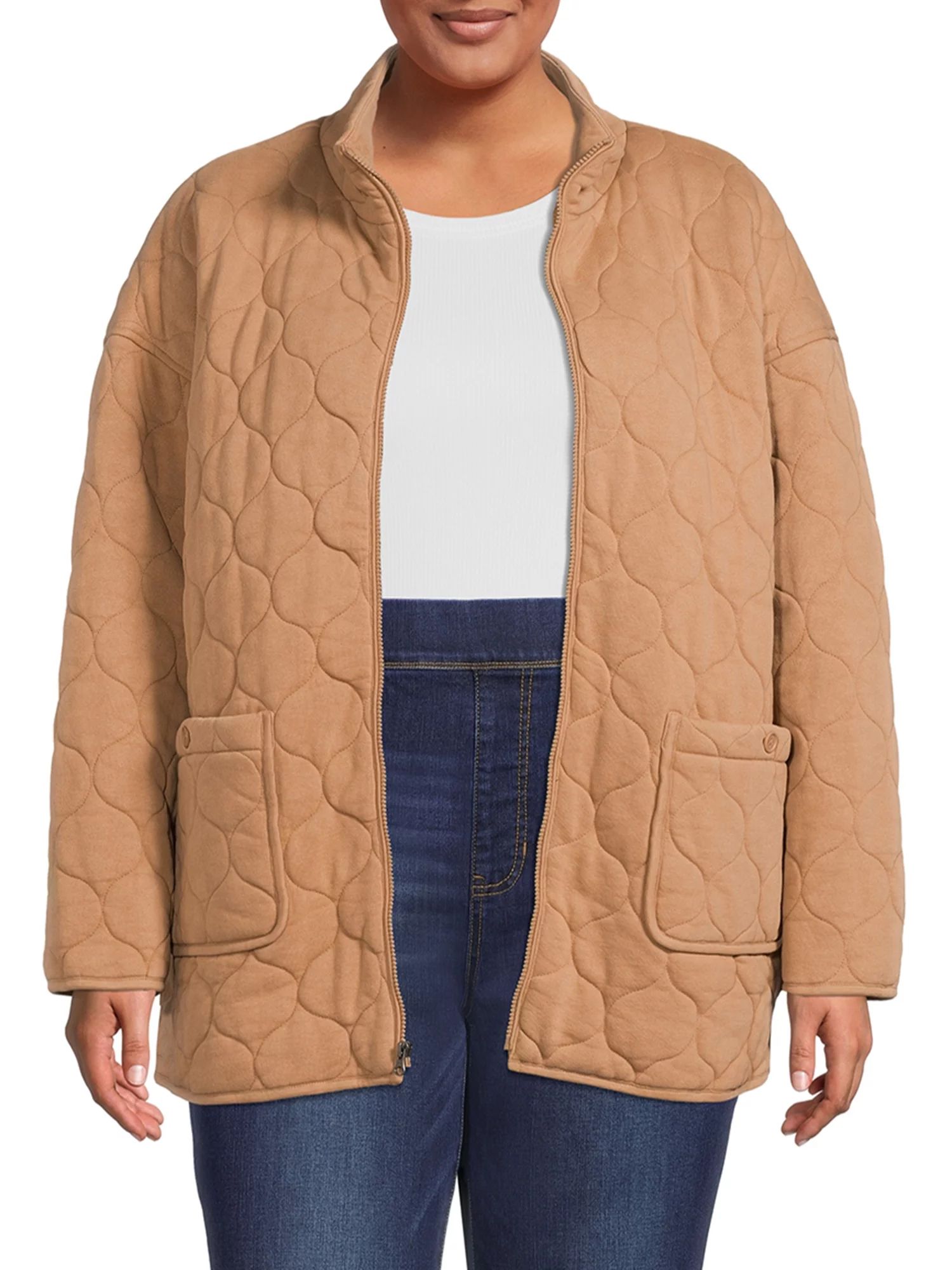 Time and Tru Women's and Plus Onion Quilted Boyfriend Jacket | Walmart (US)