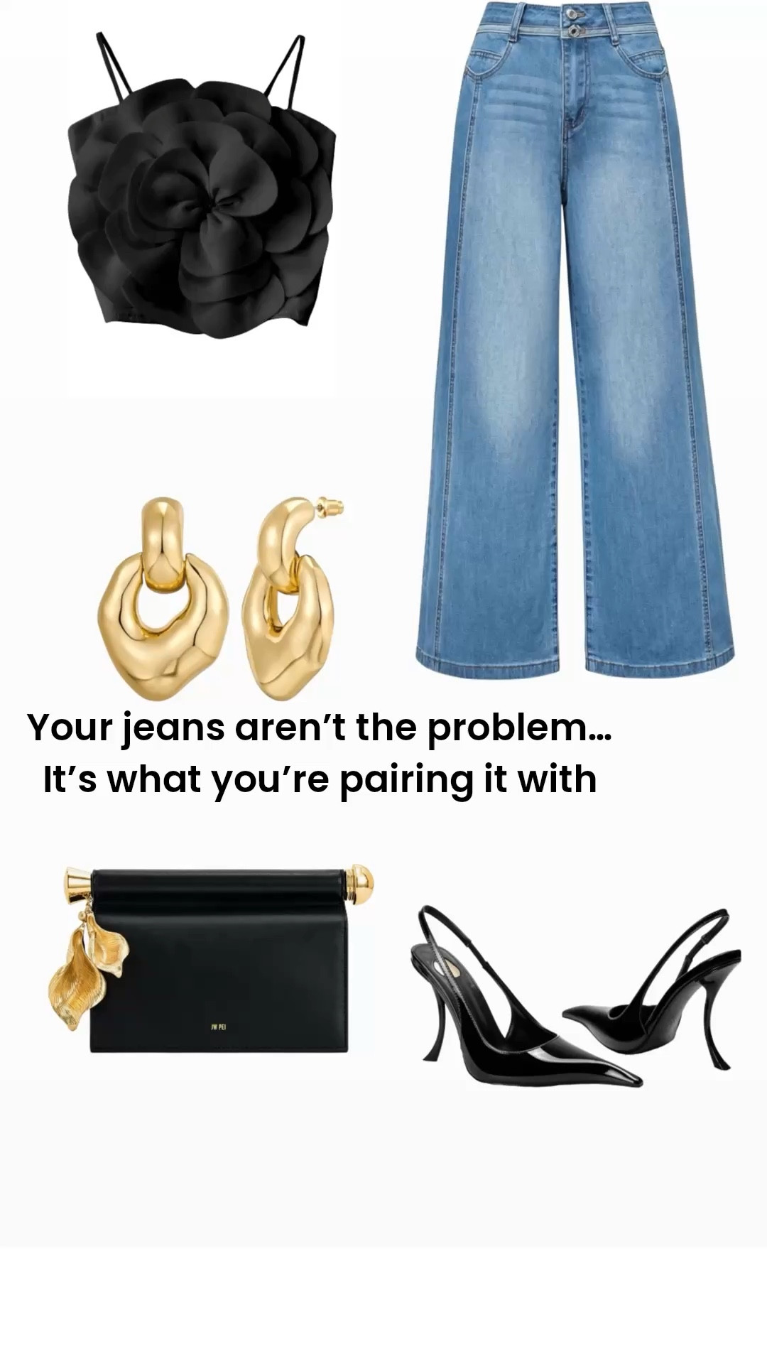 If your outfits feel basic, this is the fix.

This is how to style wide leg jeans for an elevated, put-together look without overthinking it.

I paired a statement top with classic denim to create an easy spring outfit, date night outfit, or elevated casual look that works every time.

✔️ Wide leg jeans outfit idea
✔️ Statement top outfit that does the work for you
✔️ Heels that instantly elevate your look
✔️ Chic bag to pull everything together

This is one of those easy outfit ideas you can repeat and still look styled.

Everything is linked to recreate this exact look.

These statement pieces are going fast—don’t wait if you’ve been looking for an easy upgrade.

Save this for your next outfit + follow me for more effortless style, timeless outfits, and everyday looks that actually convert to confidence.