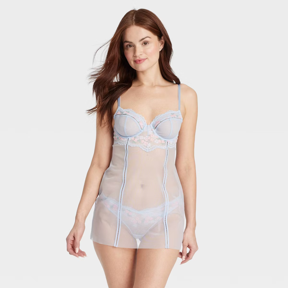 Women's Unlined Garden Party Lingerie Slip Dress - Auden™ Light Blue | Target