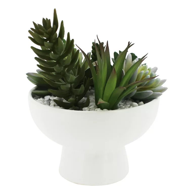 Better Homes & Gardens 8" Artificial Succulent Arrangement in Ceramic Planter, Multicolor | Walmart (US)