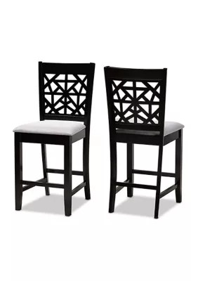 Baxton Studio Devon Modern and Contemporary Grey Fabric Upholstered and Espresso Brown Finished Wood 2-Piece Counter Height Pub Chair Set | Belk