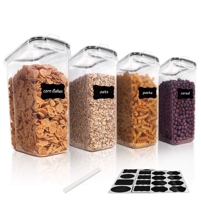 Cereal Storage Container Set of 4, Vtopmart Airtight Food Storage Containers, 135.2 fl oz, Black ... | Walmart (US)