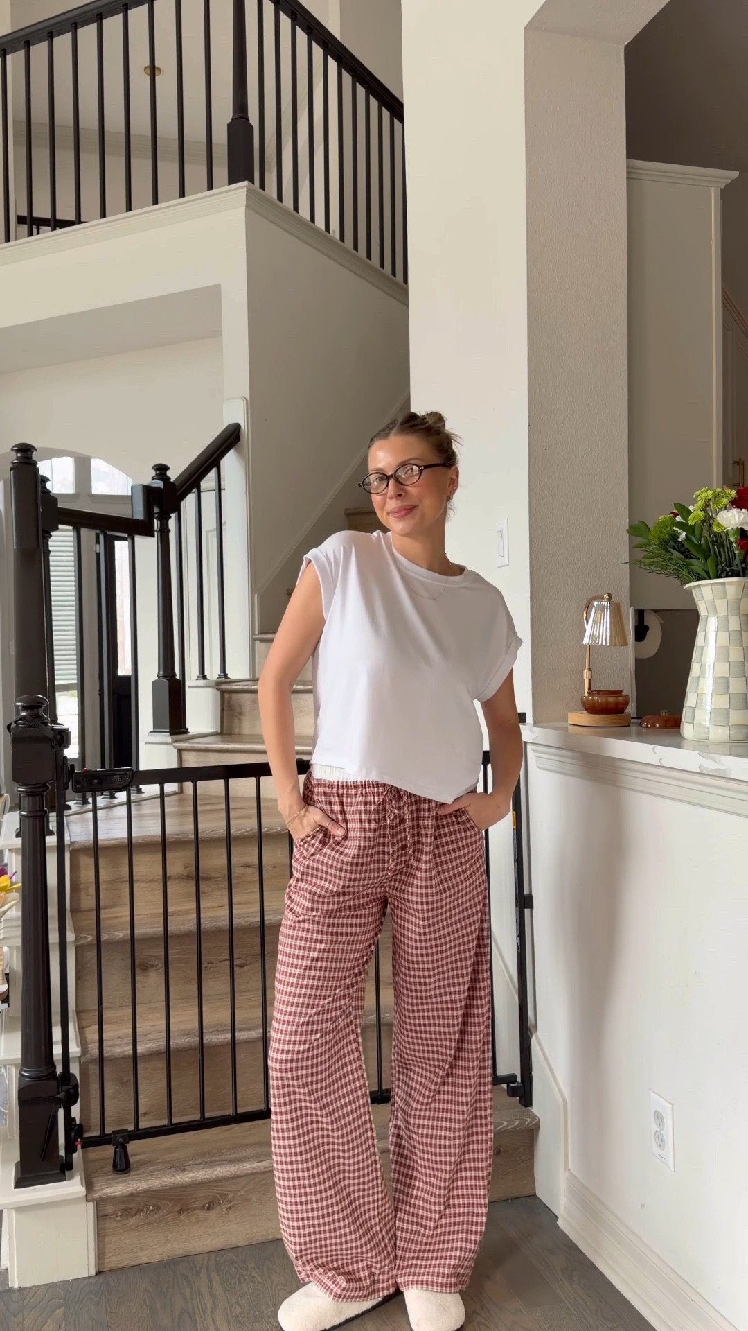 Cozy outfit! My fave basic tees in M & these new blue light glasses I’m loving! 

#LTKmomlife #LTKootd #LTKgrwm