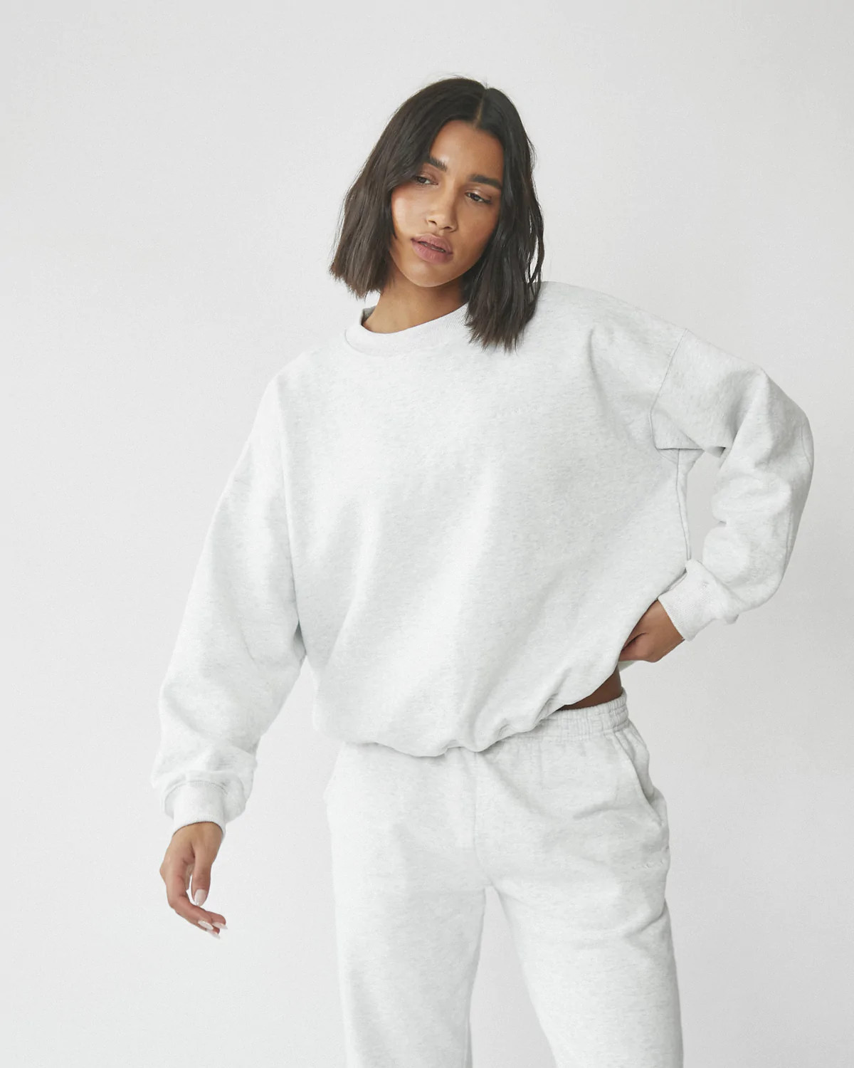 Oversized Sweatshirt - Light Grey Melange | Adanola UK