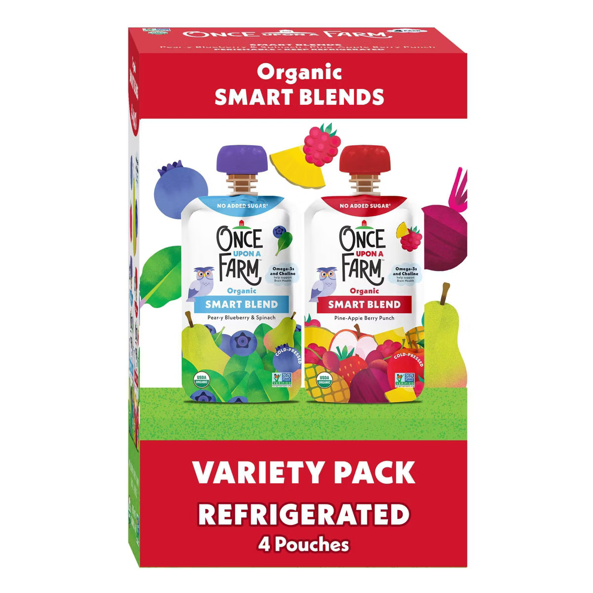 Once Upon a Farm Organic Smart Blend Kids' Snack Variety Pack - 12.8oz/4ct Pouches | Target