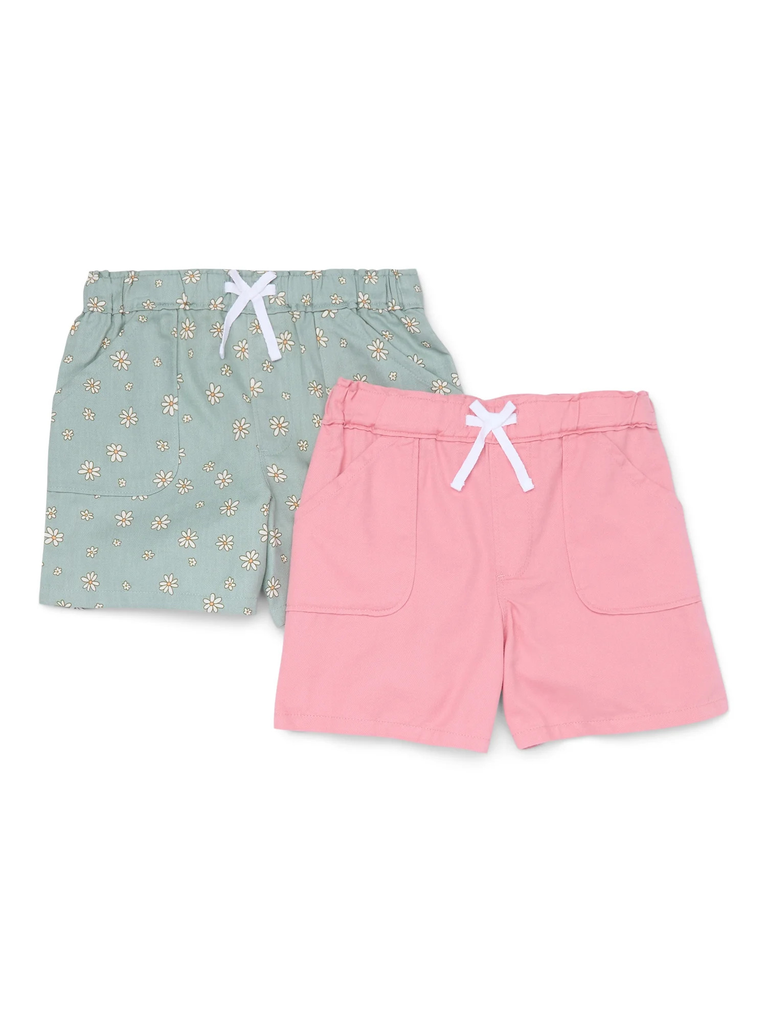 Wonder Nation Girls Pull-On Shorts, 2-Pack, Sizes 4-18 & Plus | Walmart (US)