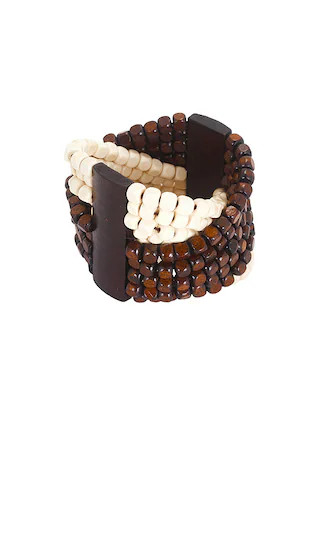 Gabi Stretch Cuff in Brown & White | Revolve Clothing (Global)
