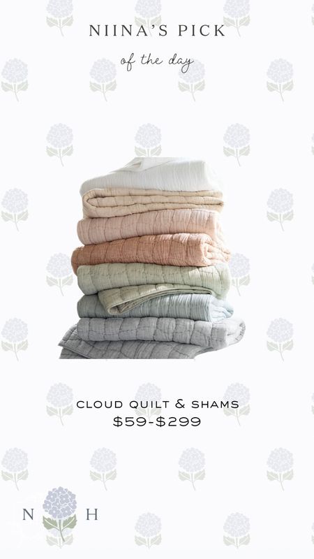 Quilts for spring, cloud quilt, pottery barn, cotton and linen quilts, lightweight bedding, bedding for summer, summer bedding, LTK home, home decor, bedding 

#LTKhome