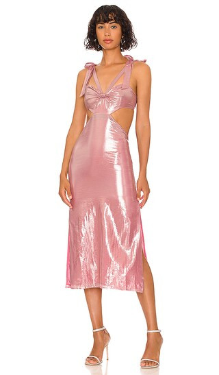 Graziella Midi Dress in Iridescent Pink | Revolve Clothing (Global)