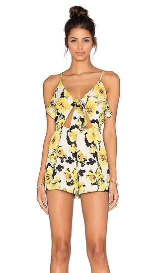 J.O.A. Floral Cut Out Romper in Yellow Multi | Revolve Clothing
