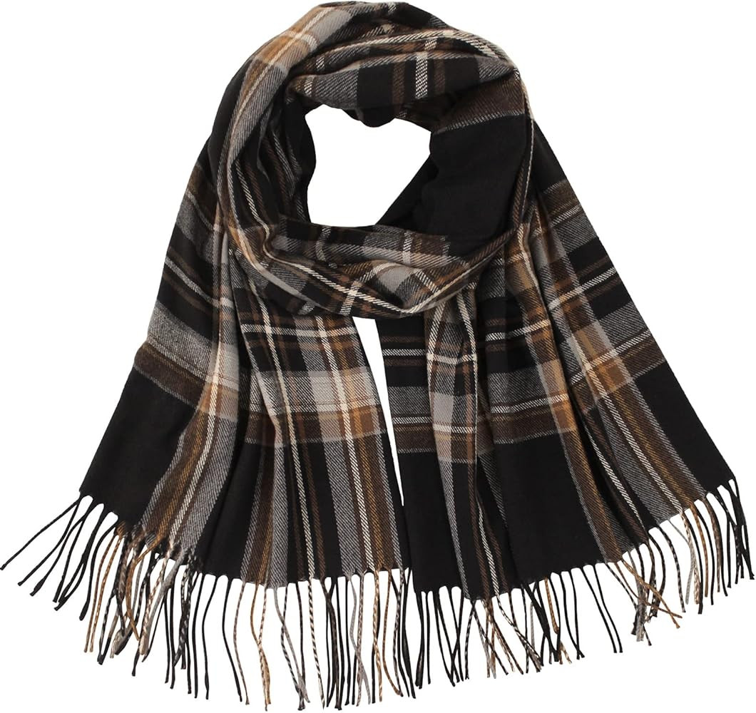 Plaid Scarfs for Women Men Winter Warm Long Shawl Wraps Big Grid Large Soft Thick Blanket Scarfs | Amazon (US)
