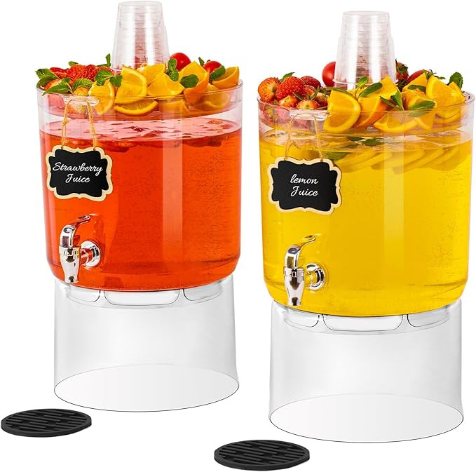 2 Gallon Beverage Dispenser for Parties 2 PACK, BPA-Free Drink Dispenser with No Drip Spigot, Jui... | Amazon (US)