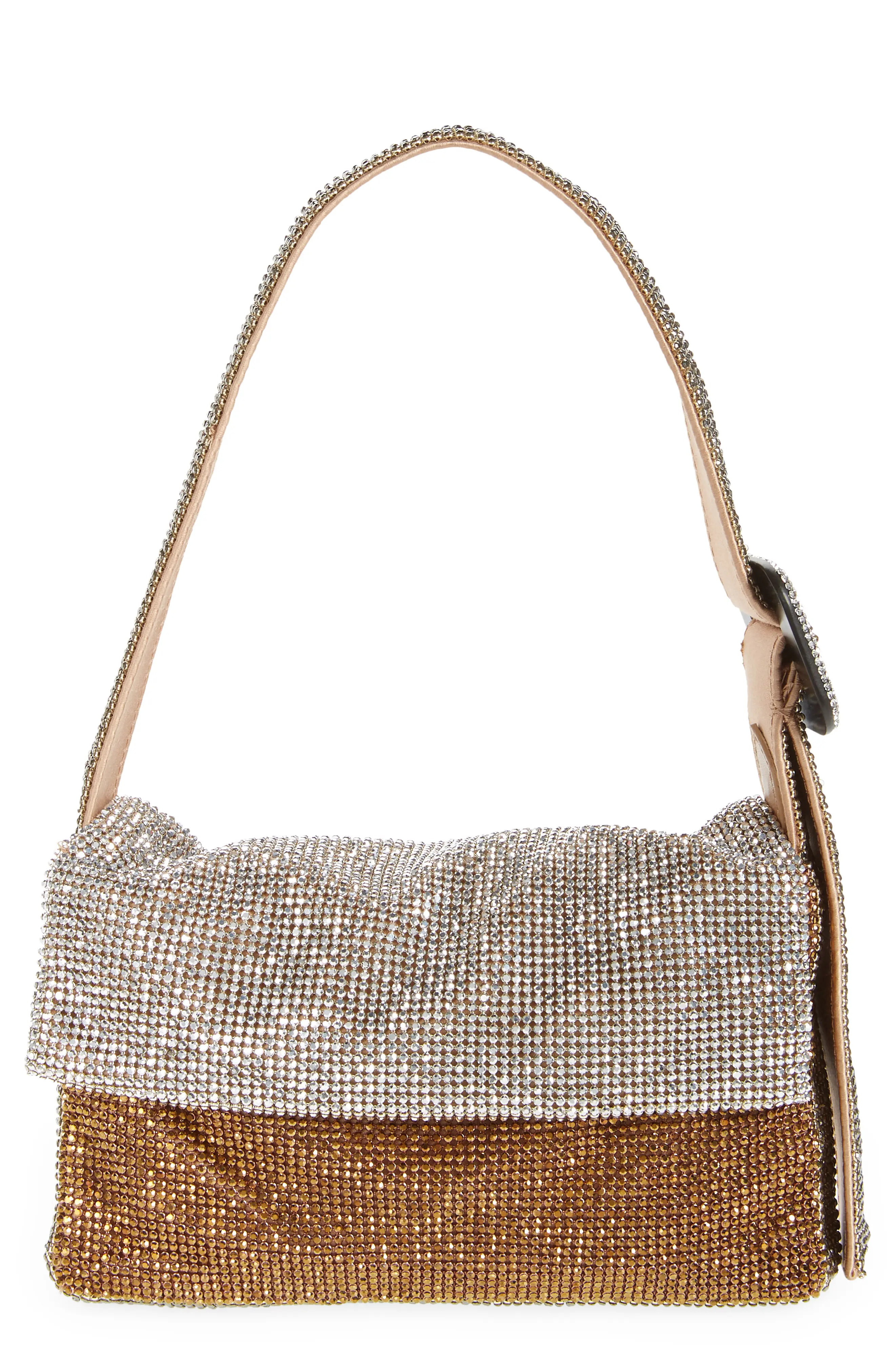 Benedetta Bruzziches Vitty La Mignon Colorblock Crystal Mesh Shoulder Bag in Gold/Silver at Nordstro | Nordstrom