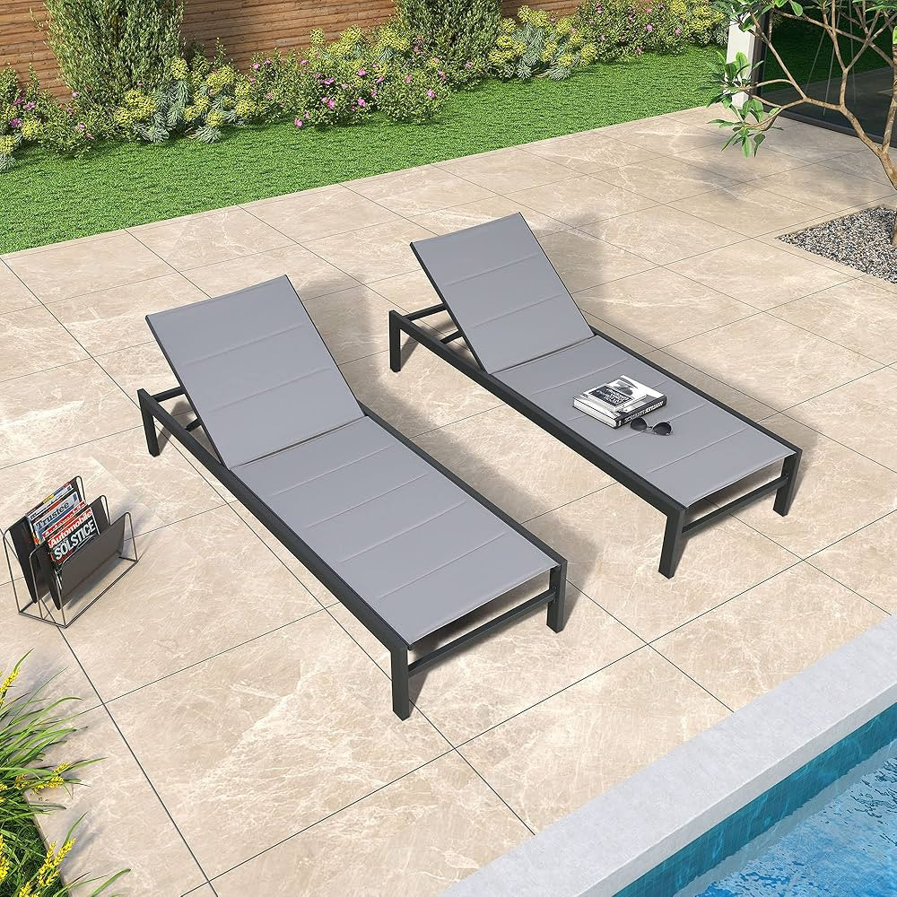 Ulax furniture Outdoor Chaise Lounge, Aluminum Patio Lounge Chair with Wheels, Pool Furniture, Pa... | Amazon (US)