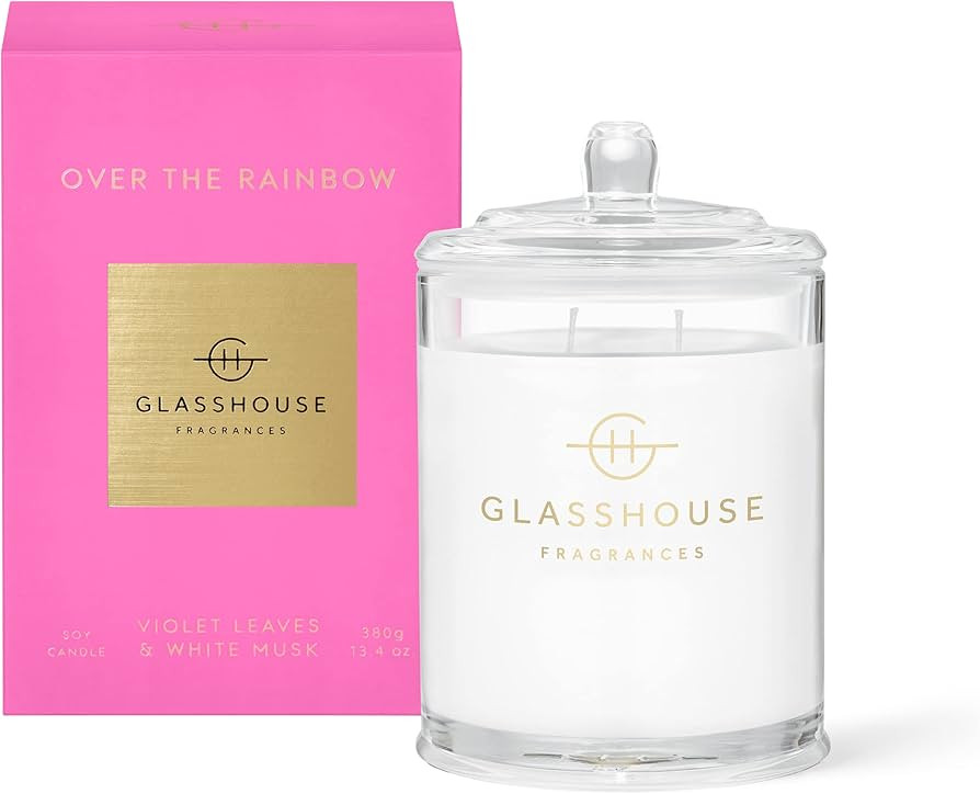 Glasshouse Fragrances Over The Rainbow Candle, Triple Scented Natural Soy Wax Blend, 2 Wicks & Gl... | Amazon (US)