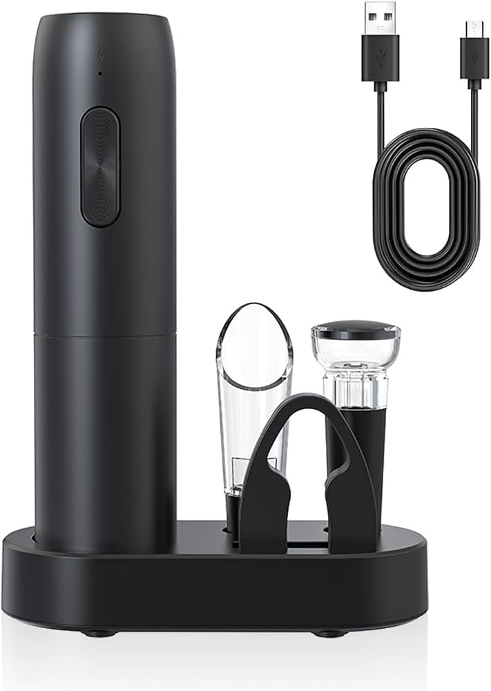 Electric Wine Opener Set, USB Rechargeable Electric Wine Corkscrew With Foil Cutter, Wine Aerator... | Amazon (US)