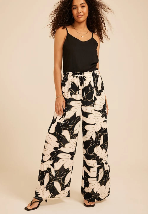 Floral Print Palazzo High Rise Pant | Maurices