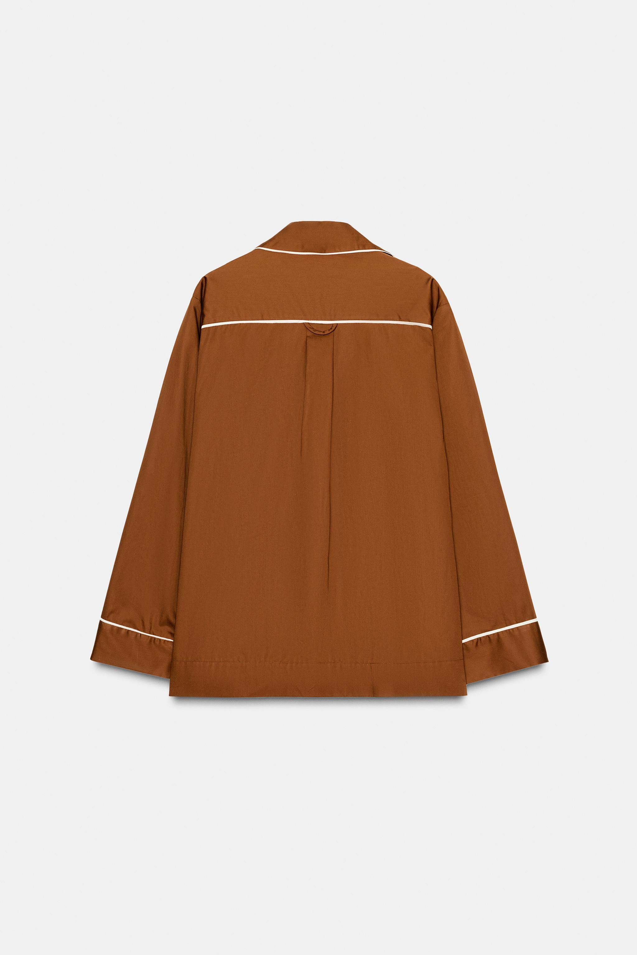 CONTRASTING POPLIN PAJAMA SHIRT | Zara US