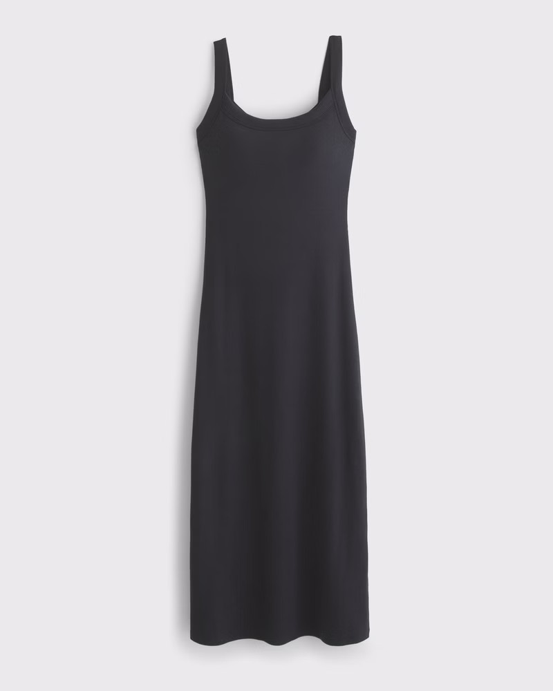 Abercrombie & Fitch Women's Bra-Free Essential 90s Rib Midi Dress in Black - Size XXS PETITE | Abercrombie & Fitch (US)
