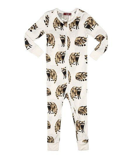 White & Brown Raccoons Playsuit - Newborn & Infant | Zulily