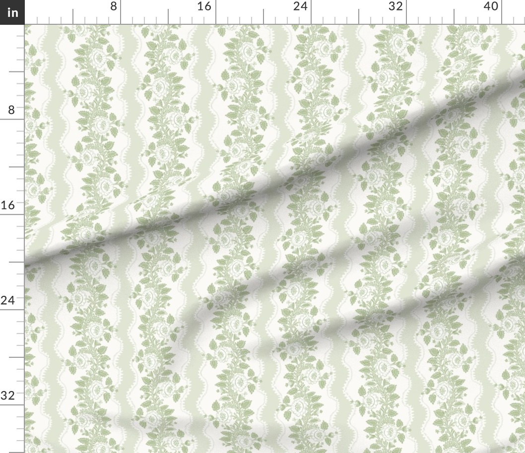 Etta Floral Stripe Sage Fabric | Spoonflower | Spoonflower