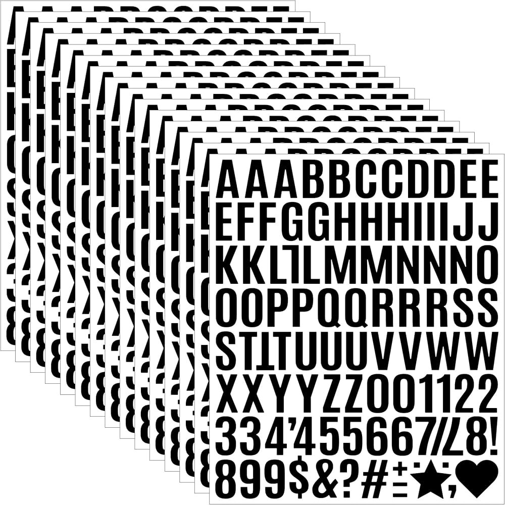 1470Pcs Letter Stickers Alphabet Stickers 15 Sheets Vinyl Small Mailbox Numbers 1 Inch Self Adhes... | Amazon (US)