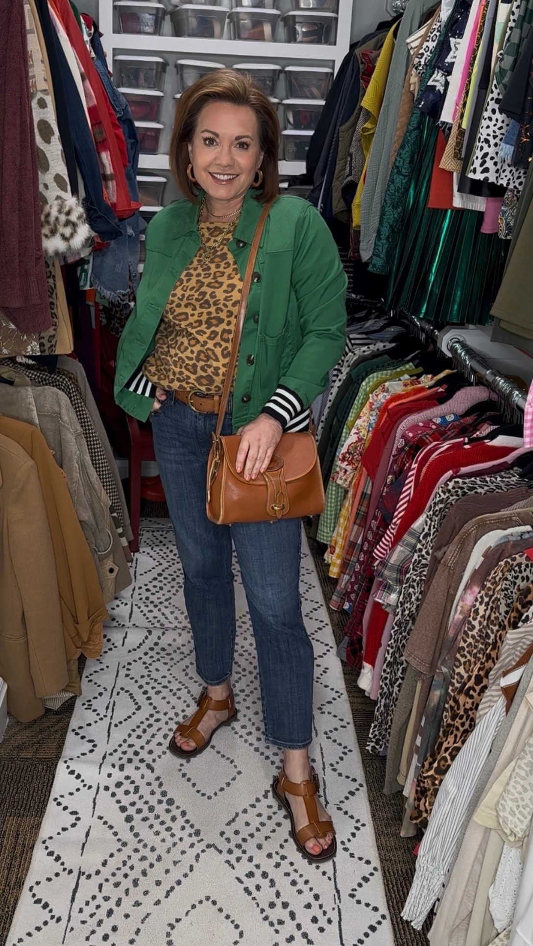 POV: You want to elevate your everyday denim with a bold pop of color 💚🐆

This outfit is the perfect mix of classic + statement! I paired a leopard print top with a vibrant green jacket for an unexpected color combo that just works. The straight-leg jeans keep it grounded, and these cognac accessories pull everything together for a polished, everyday look.

This is one of those outfits you can wear on repeat—errands, lunch dates, or casual Fridays. Just swap the jacket for a blazer or cardigan depending on the season!

✨ Styling tip: When mixing prints and color, anchor your look with neutral accessories (like this bag + sandals) to keep it balanced.

Shop all the details here ⬇️

leopard print top outfit, green jacket outfit women, casual chic outfit ideas, straight leg jeans outfit, midlife fashion outfit, over 40 style inspiration, over 50 fashion ideas, everyday outfit ideas women, casual denim outfits, how to style leopard print, color mixing outfit ideas, green and leopard outfit, spring transition outfits, fall transition outfits, classic casual outfits women, elevated everyday style, polished casual look, mom style outfit ideas, wearable fashion over 40, simple stylish outfits, neutral accessories outfit, cognac sandals outfit, crossbody bag outfit, effortless chic outfits, real life outfit inspiration, comfortable stylish outfits women, outfit ideas for errands, lunch date outfit ideas, casual friday outfit women, flattering jeans outfit


#LTKMidsize #LTKOver40 #LTKootd