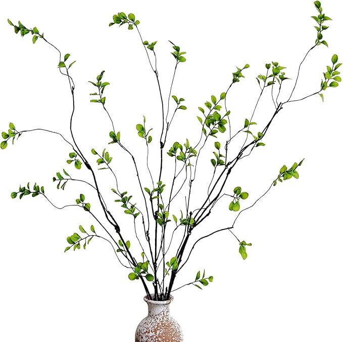 4 Pcs Artificial Ficus Branches Faux Eucalyptus Stems, 47.2 Inch Fake Greenery Stems Artificial P... | Amazon (US)