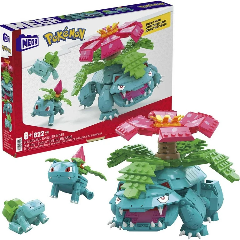 MEGA Pokemon Building Toy Kit Bulbasaur Set with 3 Action Figures (622 Pieces) for Kids - Walmart... | Walmart (US)